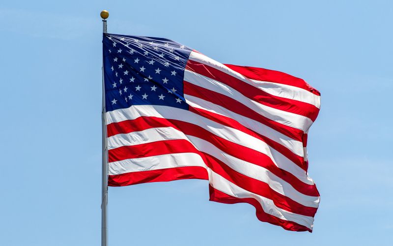 American flag waving in the wind